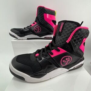 Zumba Air Stud Womens 10 Black Pink High Top Dance Fitness Sneaker A1F00143-BLCK